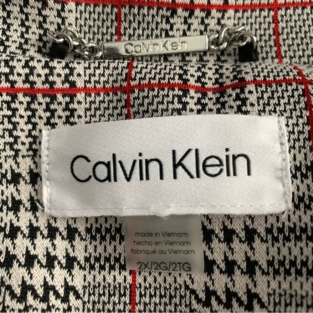 Calvin Klein 2X Plaid Single Button Blazer Preppy Career Old Money Houndstooth - Picture 10 of 16